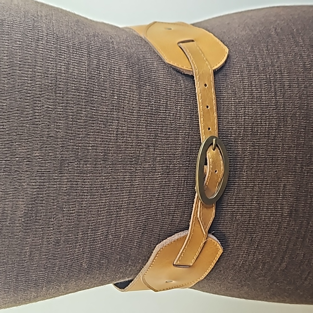 Leather belt cinch belt tan brown Size L